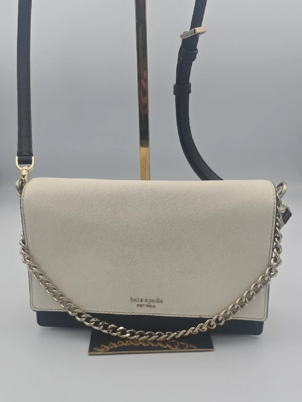 Kate Spade Cream/Black 3 Way Colorblock W/ Pink Chain Med/Large Crossbody (EUC)✨